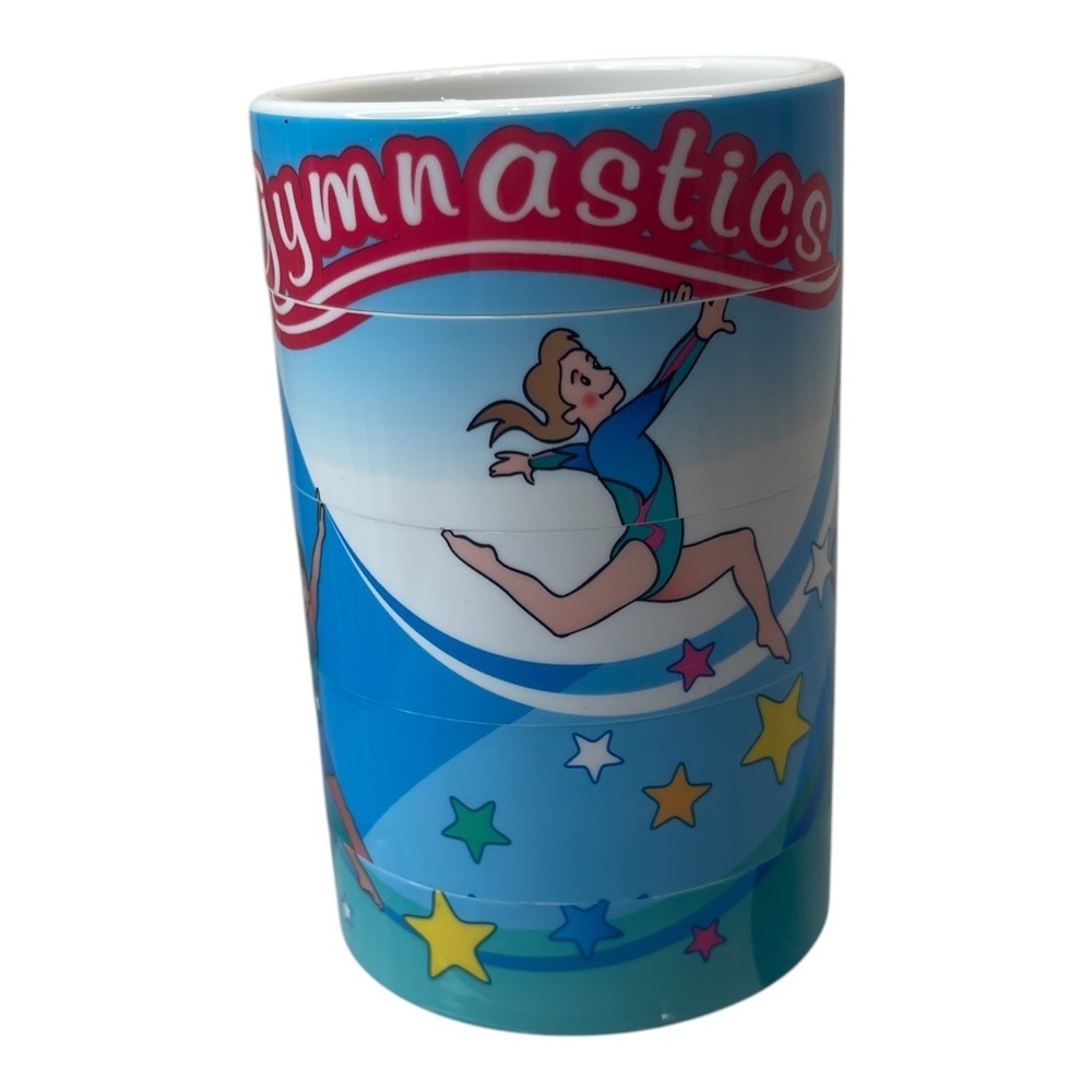 Vintage Gymnastics Swivel Rotating Puzzle Plastic Small Cup